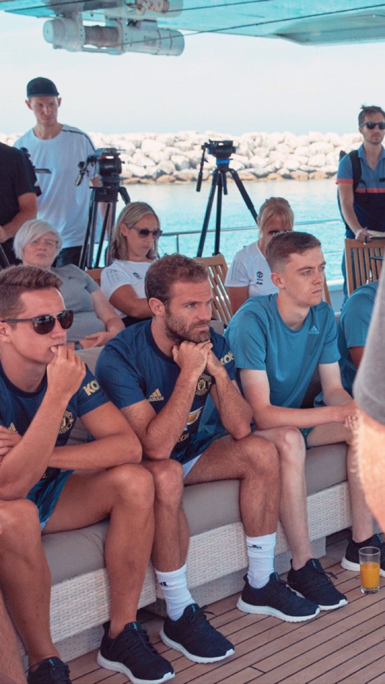 Picture TNFreestyle / Tom Nolan with Juan Mata and Ander Herrera learning about Parley reducing ocean plastic pollution